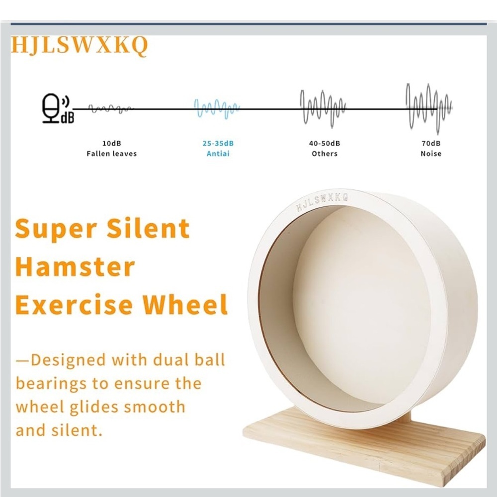 9in Silent Hamster Wheel With 2 Natural Chew Toys - Wooden Exercise Wheel 706 - Picture 5 of 9